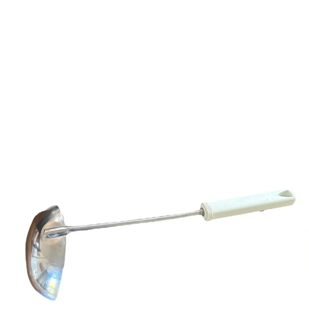 Inox Italy Vintage Stainless Steel Ladle Large White Handle‎ Hang Hole